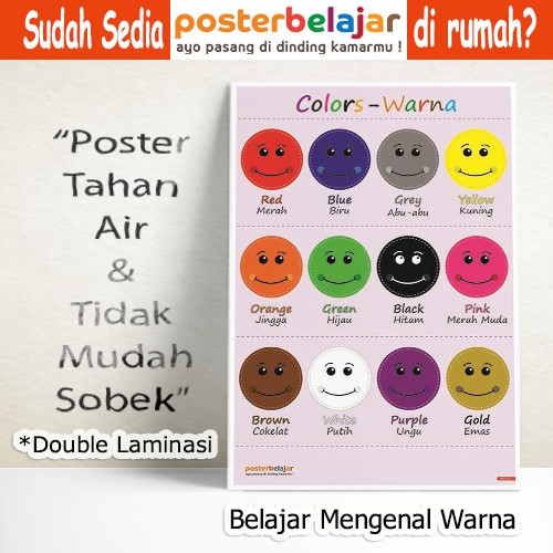 Poster Edukasi Warna untuk Anak  Balita PAUD TK Shopee  