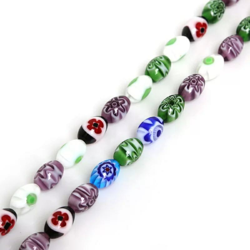 manik-manik kaca lampwork Millefiori warna campuran Harga/String