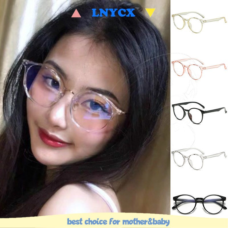 Kacamata retro Lensa flat Bening frame jelly Untuk Priawanita