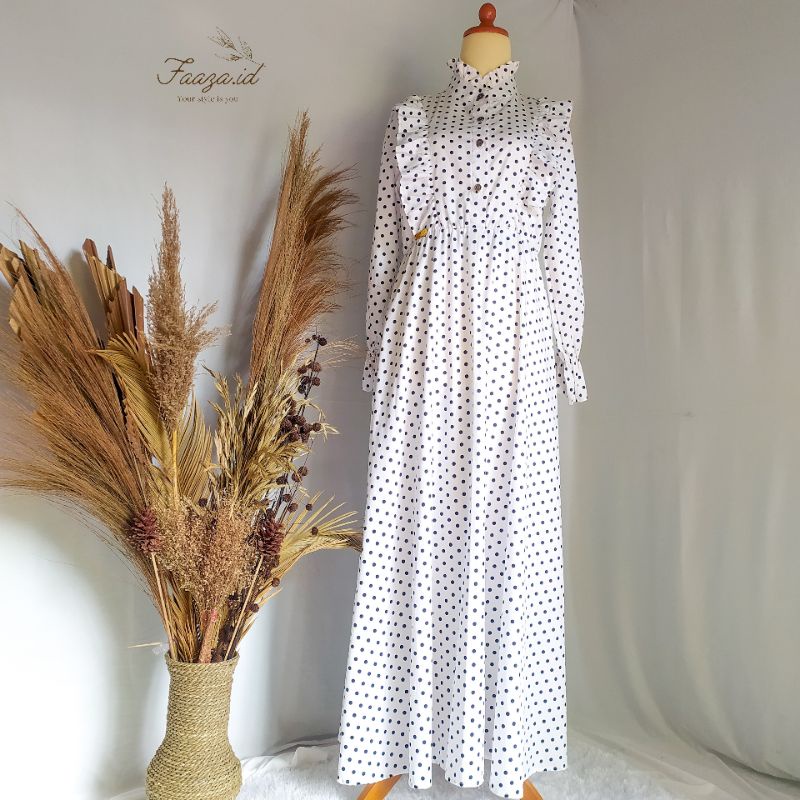 Faaza Gamis Terbaru Katun Jepang Motif Polkadot Premium Quality