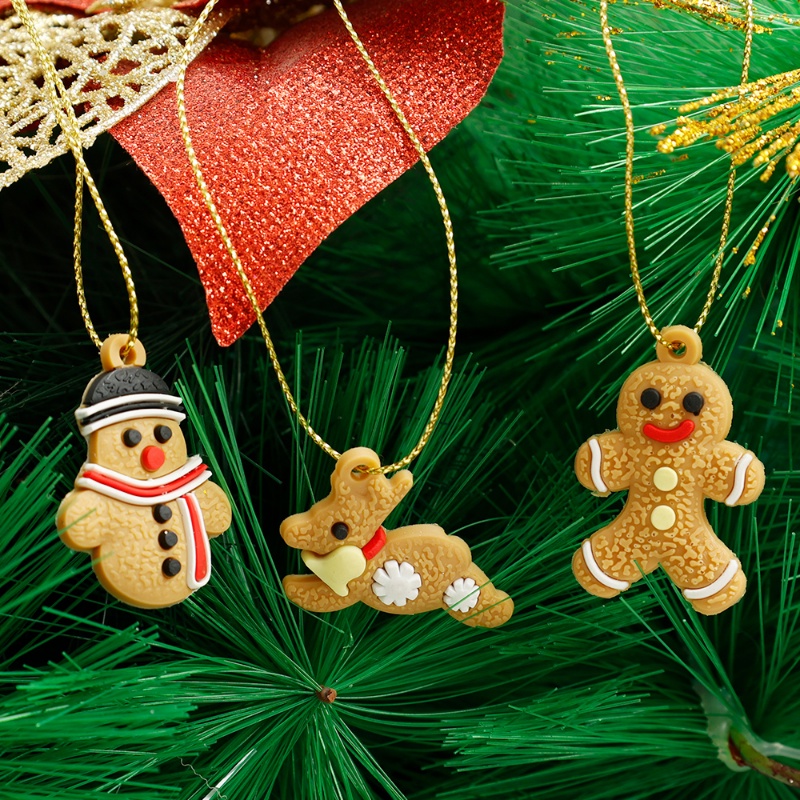 Ornamen Gantung Bentuk Gingerbread Man Dengan Lanyard Untuk Dekorasi Pohon Natal