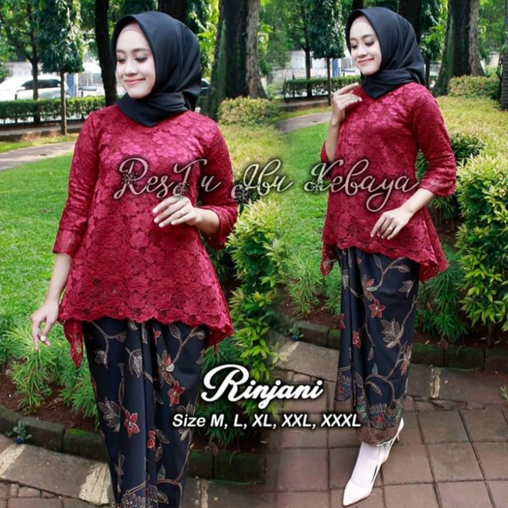 ADE&gt; set kebaya rinjani rok lilit - kebaya modern - pakaian wanita kebaya pesta - baju brukat kebaya