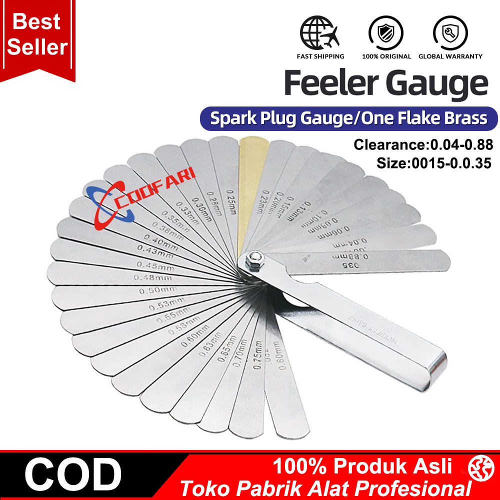 【32 Blades 0.04mm-0.88mm/0015-0.0.35】High Precision Feeler Gauge/Kit Pengukur Ketebalan