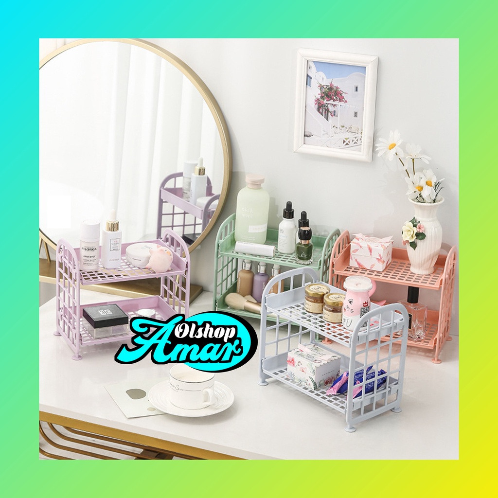 Rak plastik mini 2 susun rak dapur kamar mandi kosmetik make up / rak make up / tempat make up