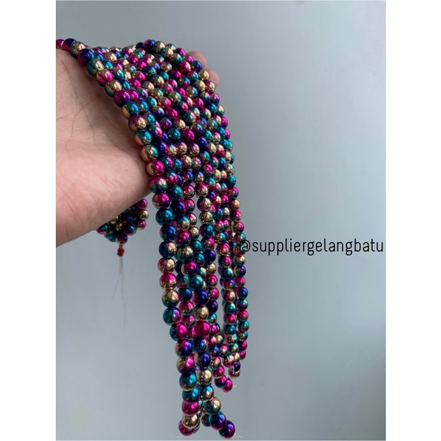 spacer multicolour 8mm steel bulet bahan gelang kalung charm premium