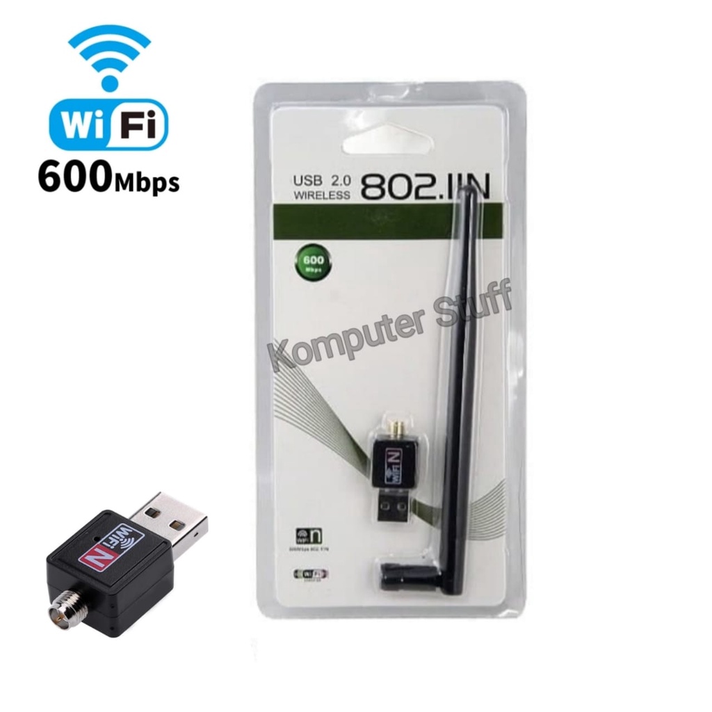 Penangkap Sinyal Wifi USB Adapter 600Mbps 802.11N Di Laptop PC Komputer Dengan Antena