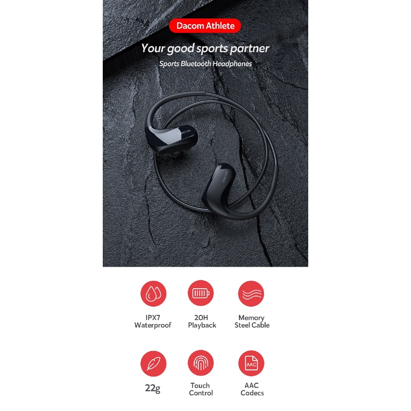 DACOM G93 - Sporty IPX7 Wireless Bluetooth 5.0 Neckband Earphone