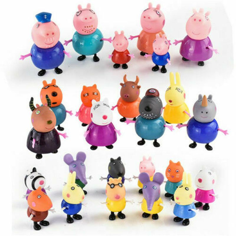 25Pcs Peppa Pig Family Friends Emily Rebecca Suzy Action Figures Toys Xmas Gift