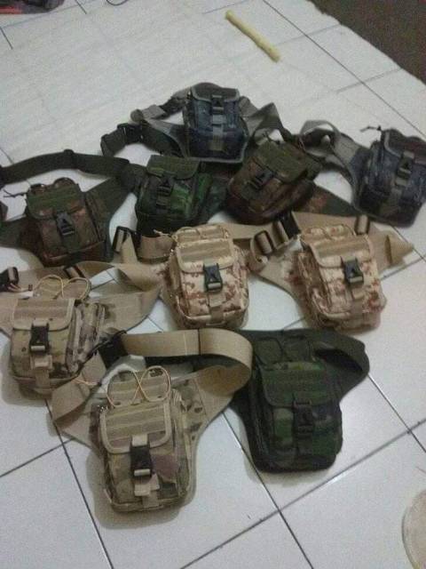 Tas pinggang selempang loreng army/ tas selendang waist bag miliatry tactical airsoft outdoor