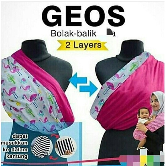 Gendongan Geos DITA Bolak-Balik - Gendongan Bayi Geos Dita Bolak-Balik Aneka Motif