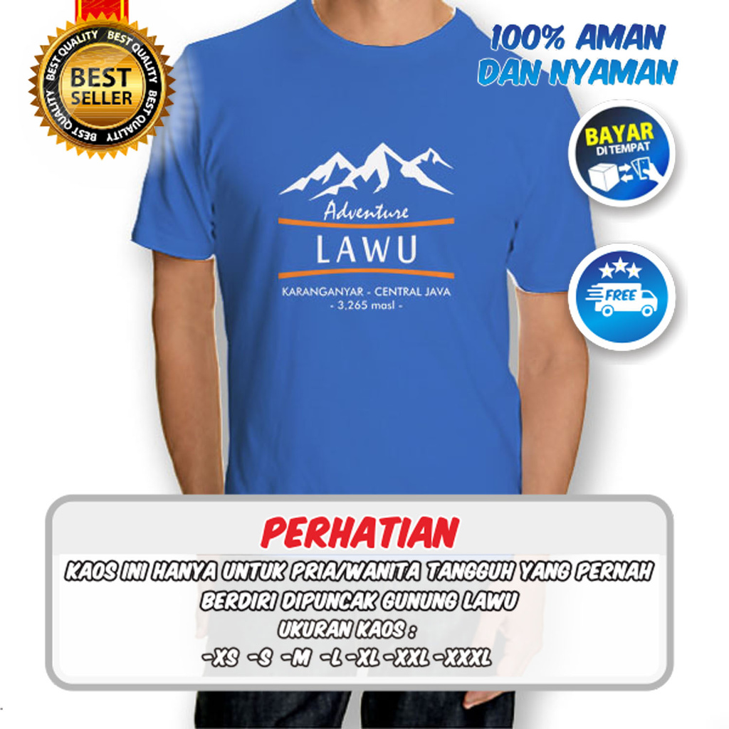 Kaos Gunung LAWU Pendaki Pria Wanita Terbaru - MDPL - Outdoor Adventure - COD -LBSK (190718)