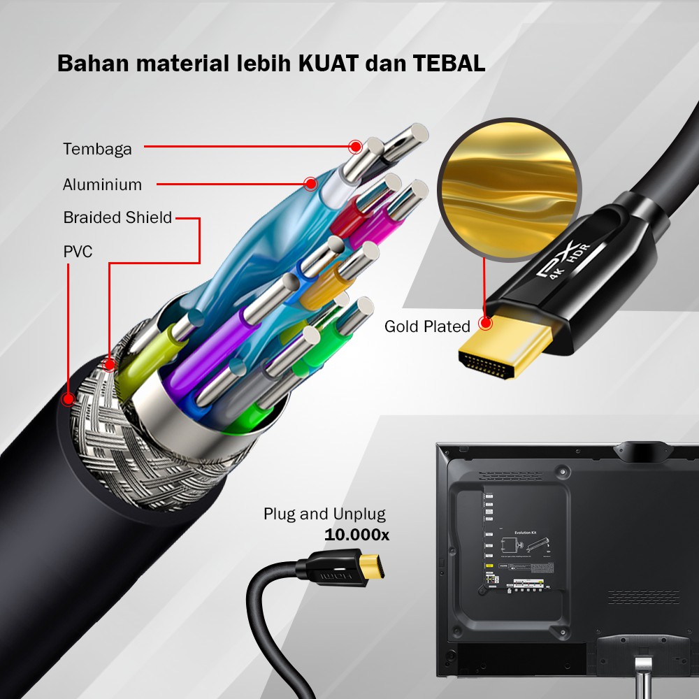 Kabel HDMI 4K HDR ARC HDMI Cable Ethernet 10 meter PX HD2-10MM