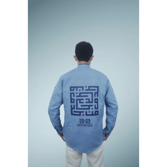 Protocol-Baju Muslim sholat unik model bikers bahan denim