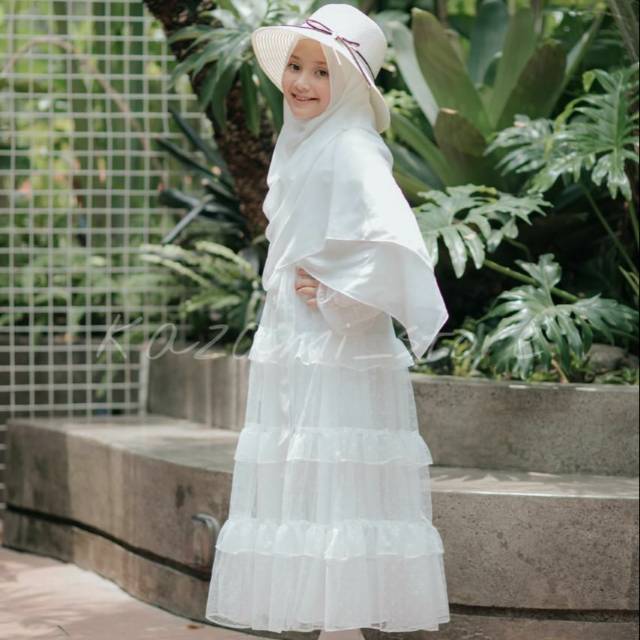 [FREE SCARF]Marielle Dress Kids WHITE XXL / princess/ marwah/ dress tulle by Kazami Store