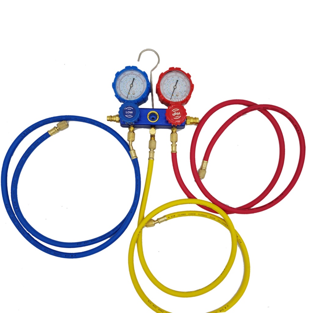 RB R134A Mobil AC Pressure Manifold Gauge Hose Kit untuk R134A R12 R22 R502 R410A Refrigerant