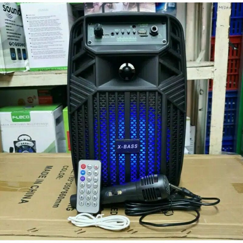 COD SPEAKER BLUETOOTH KARAOKE FLECO 6'5 INCH F-6011A/B/C PLUS MIC + EMOTE X-BASS//SPEAKER KARAOKE X-BASS FLECO F-6011