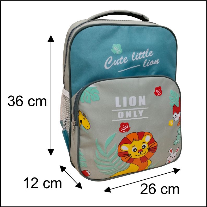 Tas Ransel Anak Tas Sekolah Karakter Motif Lucu Gambar Lion Backpack Anak PAUD TK SD - PG 8921