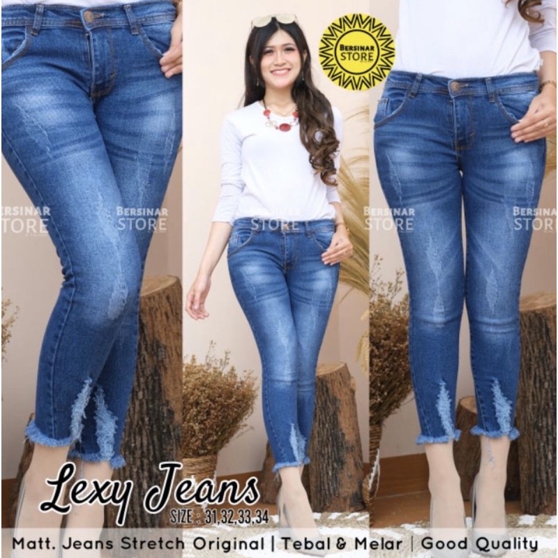 (27-34) TERBARU READY STOCK  LEXY JEANS 7/9 JUMBO / CELANA JEANS WANITA / lexy jeans 7/9