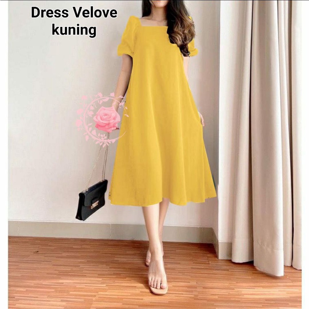 DRESS VELOVE OVERSIZE FASHION WANITA 5XL XL XXL 4XL M L / GAUN PESTA POLOS / MODEL ROK LEBAR