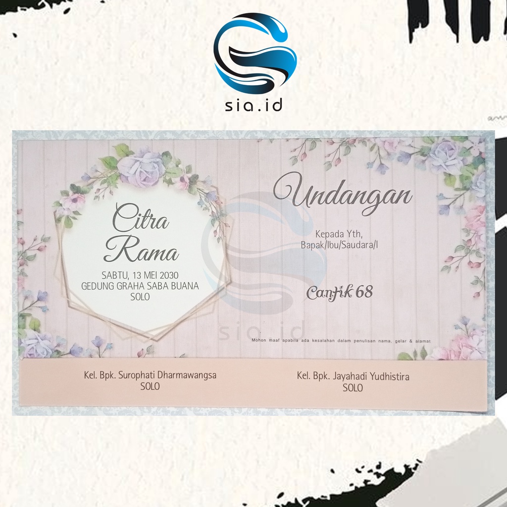 Jual Undangan Pernikahan Undangan Cantik 68 / Blanko Cantik 68