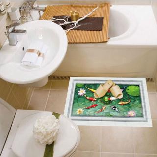 Kolam Ikan 3D Lantai Stiker Kamar Mandi Dekorasi Wall Kolam Ikan 3D Lantai Stiker Kamar Mandi Dekorasi Wall