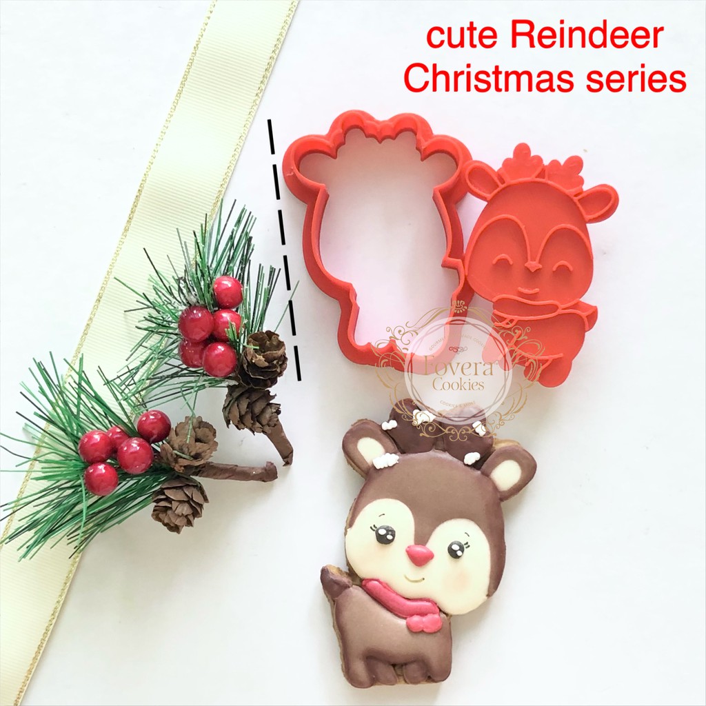 Cute Reindeer CHRISTMAS COOKIE CUTTER. Cetakan CHRISTMAS COOKIES