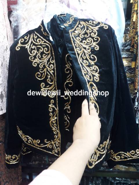 Beskap bludru payet BONUS 2PASANG SELOP (cow dan cew)