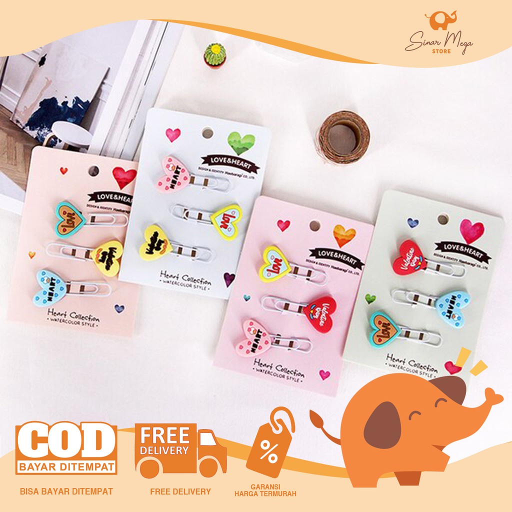 

Fancy Bookmark Paper Clip "Love & Heart" 18993 / Klip Kertas Motif Hati Lucu Unik Murah