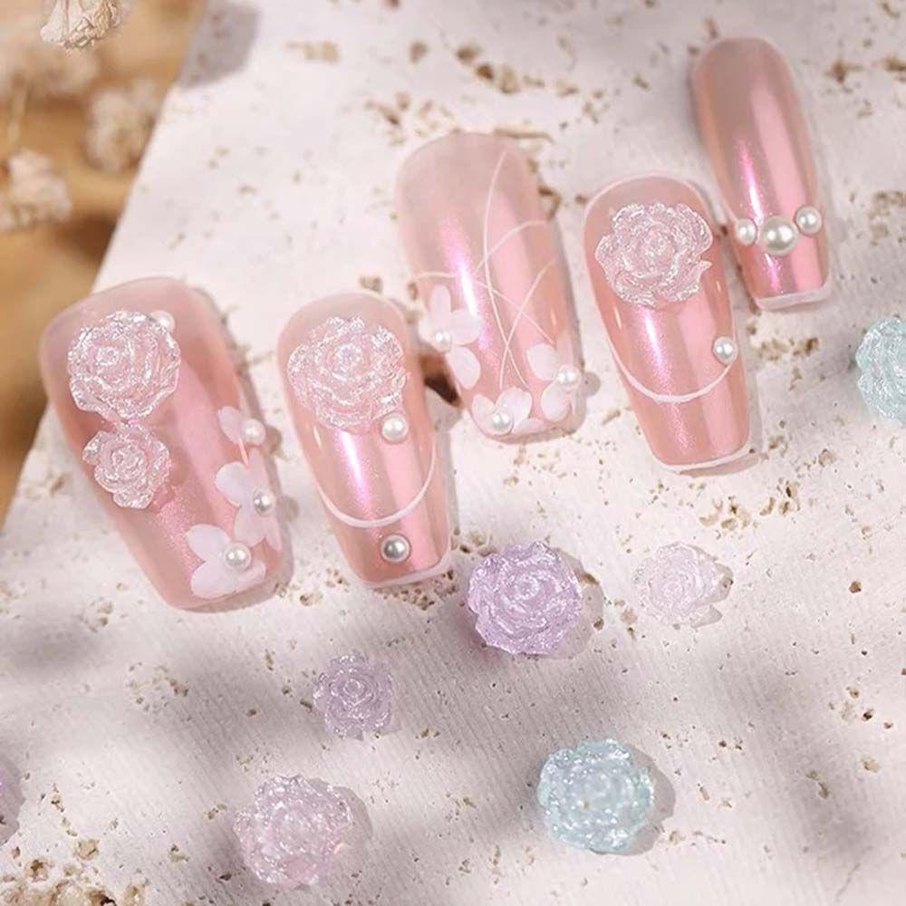 Agustina Bunga Nail Art Dekorasi Wanita Manis Fashion Mutiara DIY Hiasan Kuku 3D Nail Jewelry