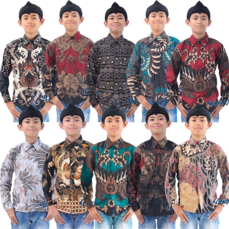 Kemeja batik anak laki-laki lengan panjang usia 2-12 Tahun batik premium seragam hari batik