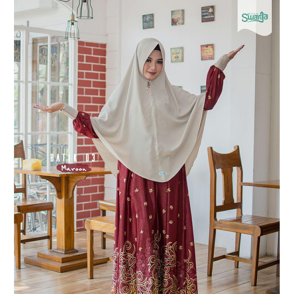 gamis batik 03 merah by swarga hijab syari