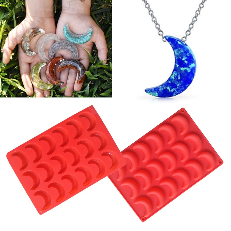 SIY  2 Pack Moon Ice Cube Tray Silicone Crescent Moon Mold Chocolate Candy Wax Crayon Mold Moon Pendant Resin Casting Molds