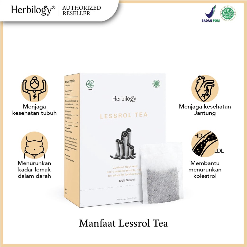 

Lessrol Tea - Herbilogy - Teh Penurun Kolesterol 20 x Tea Bag