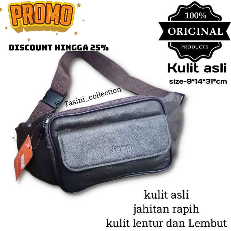 Tas pinggang pria waistbag pria  kulit asli 100% original kulit termurah