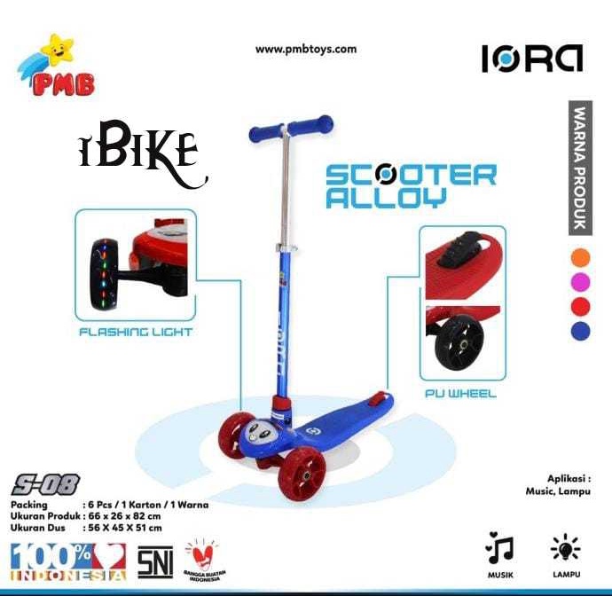 Scooter IORA S-08 Alloy PMB Skuter Otoped Anak S08 scooter anak dan dewasa termurah