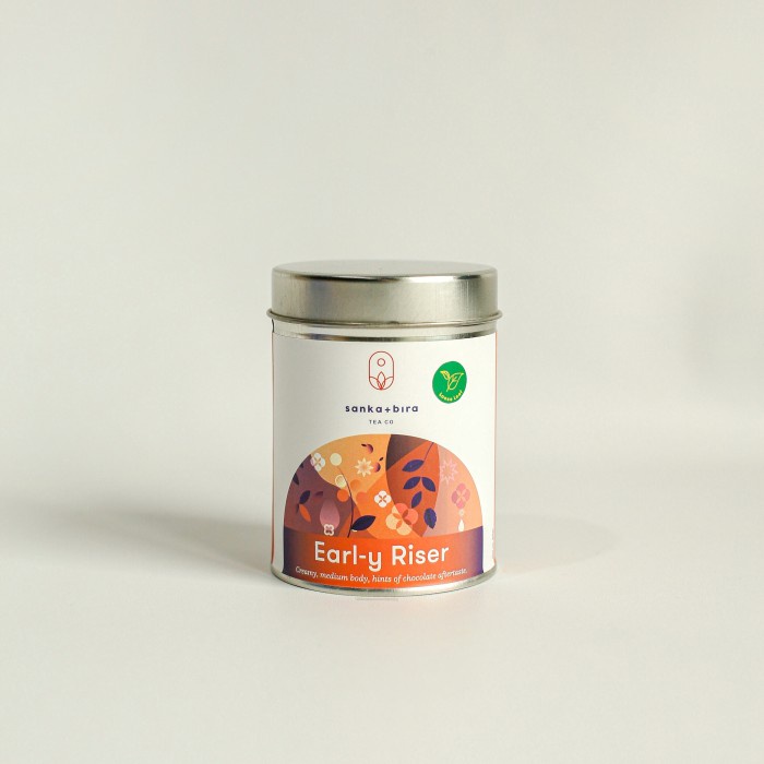 

Teh-Daun- Sanka+Bira Earl-Y Riser (Tea Blend, Black Tea Based) - Tea Can Loose -Daun-Teh 800 Teh-