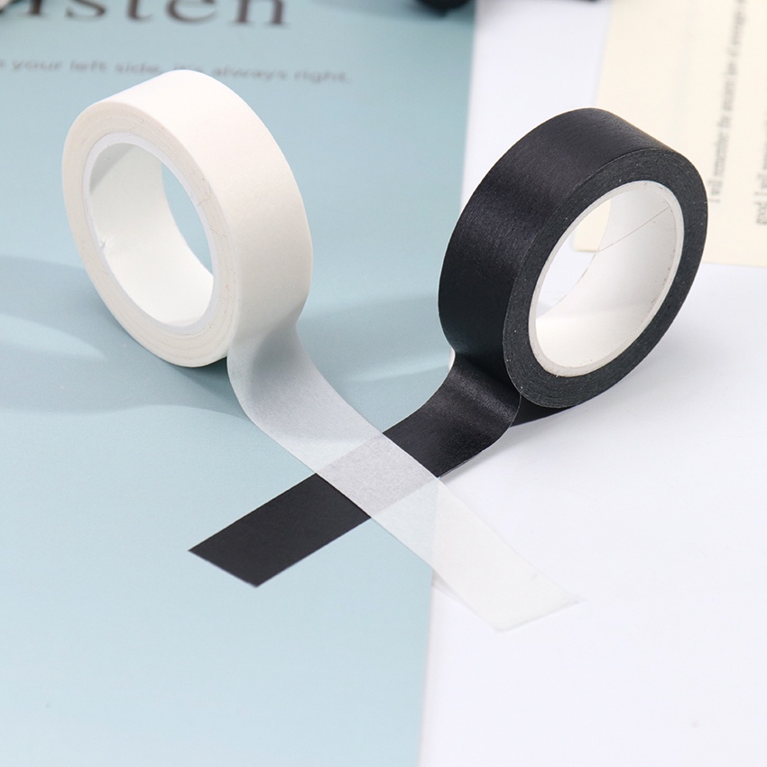 1PC 15mm X 10m Solid White Black Decorative Paper Writable Adhesive Washi Masking Tape School Supply