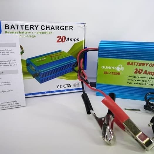 PENGECAS AKI CHARGER AKI OTOMATIS SUNPRO 20 AMPERE CAS AKI MOBIL 20A