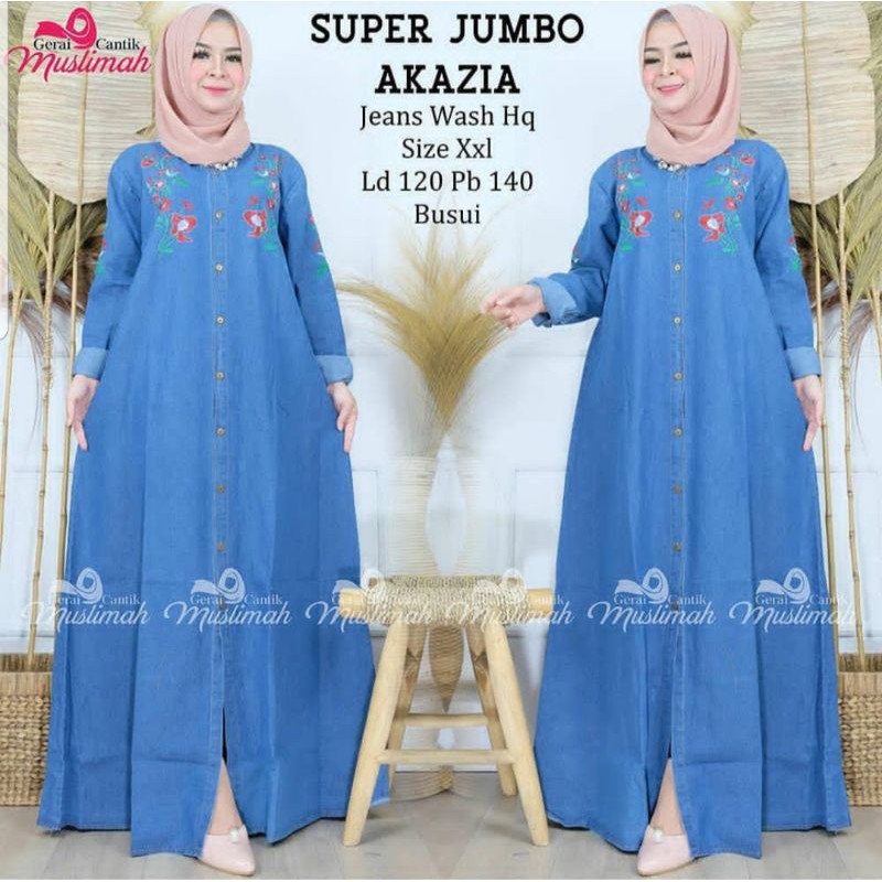 Gamis jeans BORDIR (LD±110) @100K min 2pcs