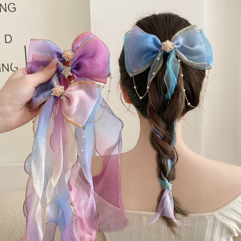 [PRINCESS KESLI]Girls Bow Headband/Baby Girl Pearl Rumbai Jepit Rambut Dikepang/jepit anak perempuan/Aksesoris anak perempuan princess/kado/hadian ulang tahun anak cewek