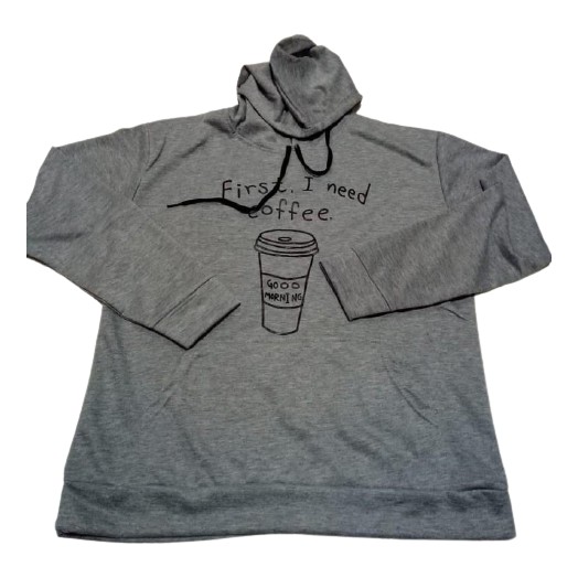 SWEATER HOODIE JUMPER NEED COFFEE WOMEN/MAN M/L