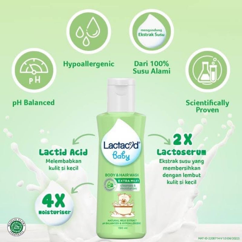 Lactacyd Baby Sabun Shampo 2in1 Head n Body 500ml Kulit Sensitif Melembabkan Kulit Bayi Kemasan PUMP