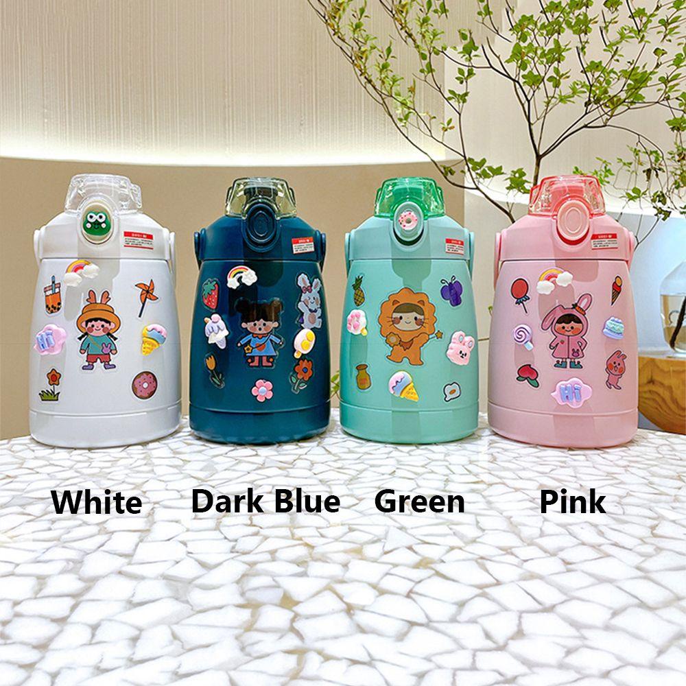 Solighter 1100ml Botol Air Jerami Lucu Outdoor Drink Jugs Olahraga Kartun Stiker