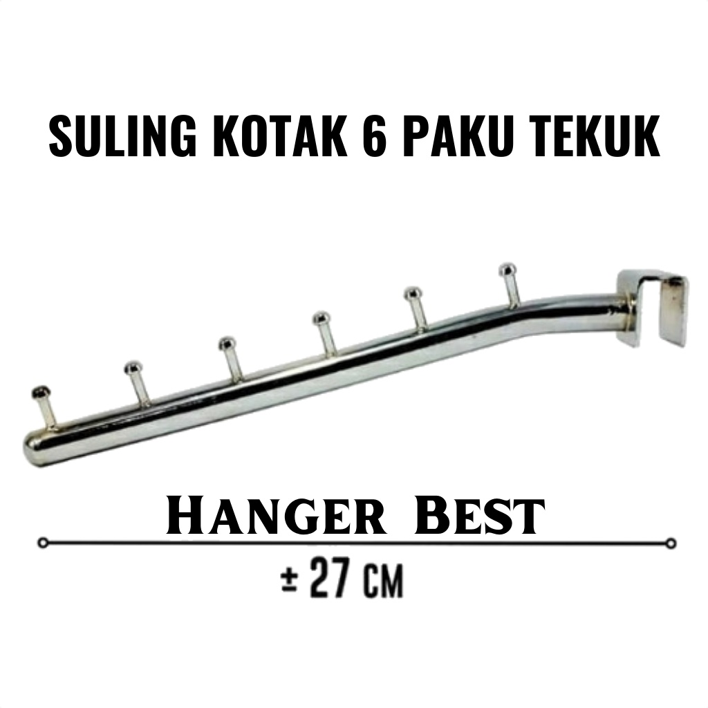 Hanger Suling Pipa Kotak 6 Titik Tekuk Paku Gantungan Baju Display Toko