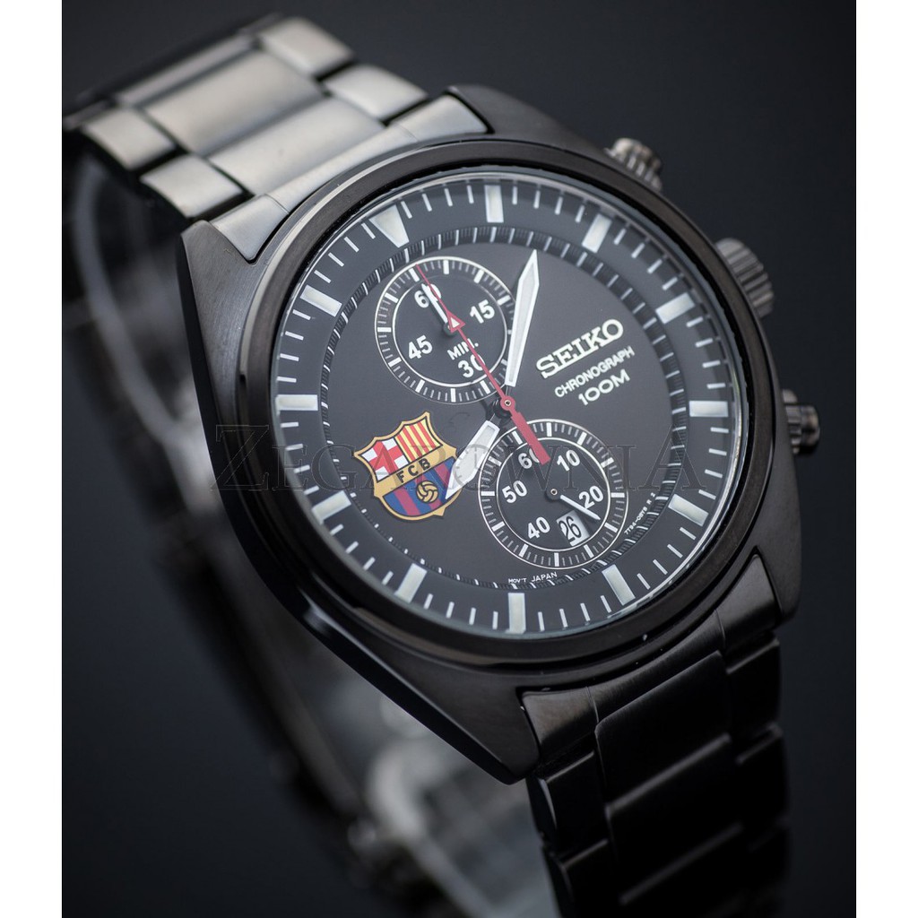 Seiko SNN267P1 Chronograph Barca FC Full Black | Jam Pria SNN267