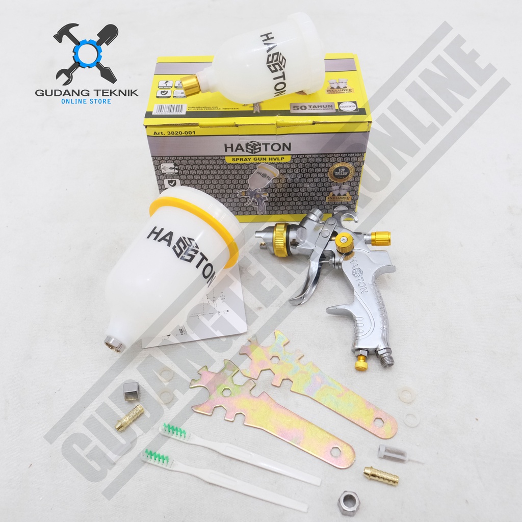 Spray Gun Hasston HVLP 2 Tabung 3820-001 / Alat Semprot Cat Tabung Atas Haston 2 Tabung Spray gun