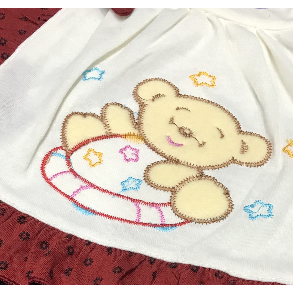 BAYIe - Setelan Baju bayi Perempuan motif BEAR SUSUN PLANET KIDS usia 0-6 bulan / Pakaian anak Cewek