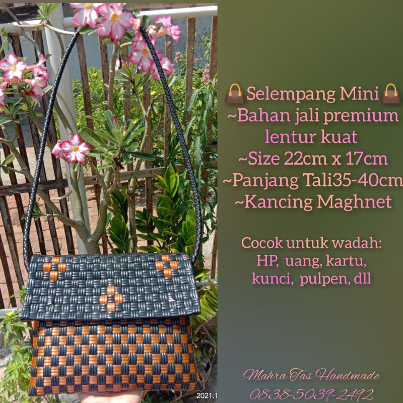 Tas Anyam Jali Selempang Mini,  Sling bag, Tas HP,  Dompet Anyam Jali Premium Produksi