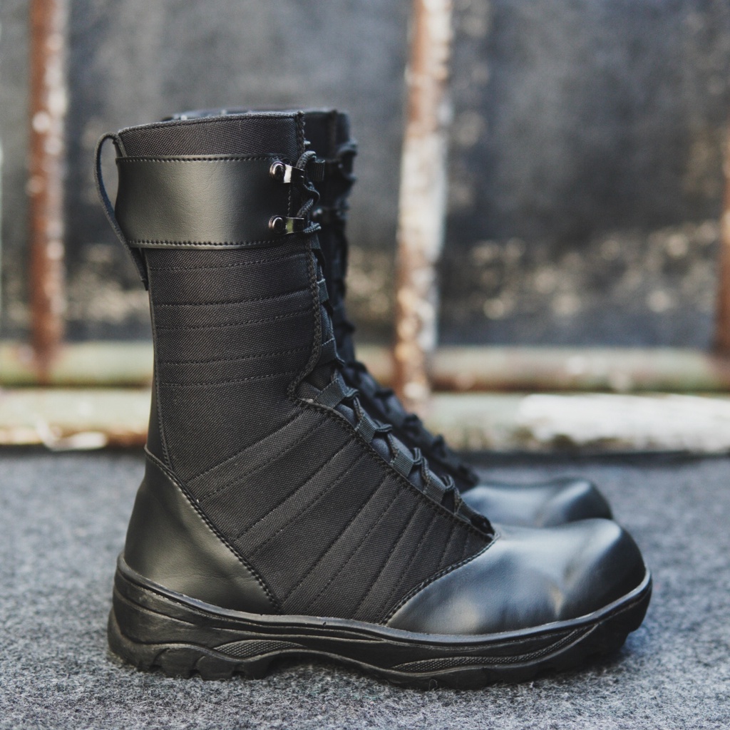 (COD Bayar di tempat )Sepatu Boots Pria Black Force Eagle, Hawk, Owl Safety Ujung Besi PDL/PDH  Sepatu Boot Hitam Kerja Lapangan Murah