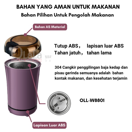 Blender Chopper Bubuk Giling Kopi Cabe Beras Kacang Biji Portable OLL-W8801